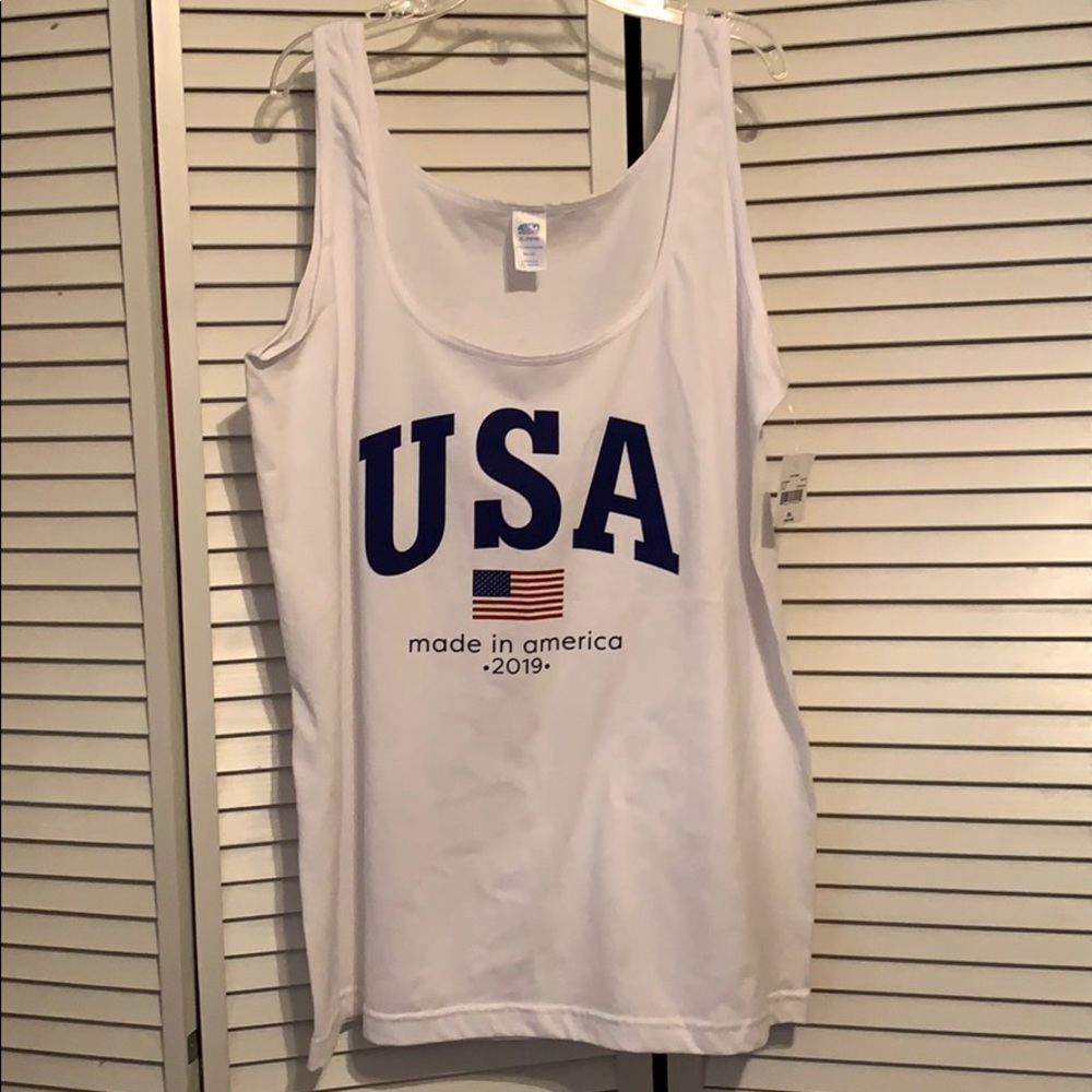 USA white womenswear patriotic tank top